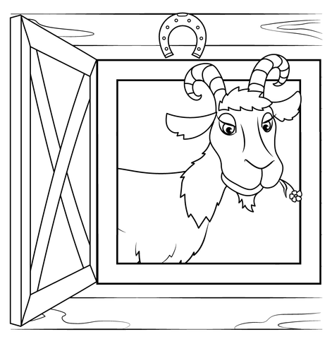 Goat At The Window Coloring Page